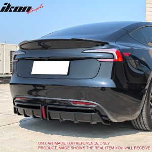 Fits 24-25 Tesla Model 3 Highland Rear Bumper Diffuser Matte Black Lip LED Apron - Image 3