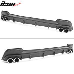 Fits 20-22 Toyota Corolla L LE/XLE Matte Black Rear Diffuser & Silver Tips - Image 3