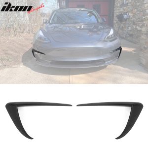 Fits 17-23 Tesla Model 3 Matte Black Fog Light Lamp Trim Eyebrows Cover ABS Pair - Image 1