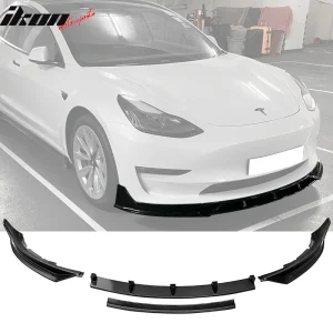 Fits 17-23 Tesla Model 3 IKON Style Front Bumper Lip Spoiler 4PCS Matte Black - Image 6