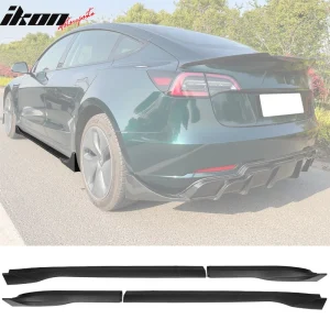 Fits 17-25 Tesla Model 3 4PCS Side Skirts Extension Rocker Panels Matte Black - Image 6