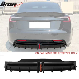 Fits 24-25 Tesla Model 3 Highland Rear Bumper Diffuser Matte Black Lip LED Apron - Image 6