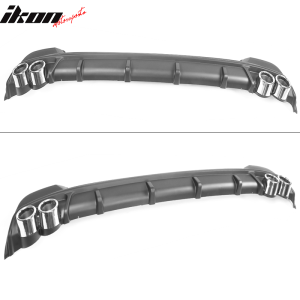 Fits 20-22 Toyota Corolla L LE/XLE Matte Black Rear Diffuser & Silver Tips - Image 4