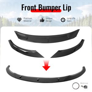 Fits 24-25 Tesla Model 3 Gloss Black PP Front Bumper Lip 3PCS - IKON V4 Style - Image 3