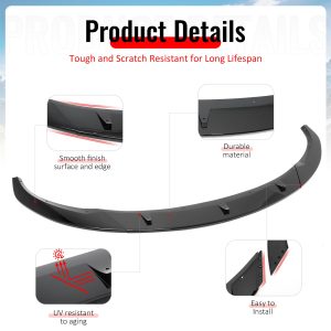 Fits 24-25 Tesla Model 3 Gloss Black PP Front Bumper Lip 3PCS - IKON V4 Style - Image 4