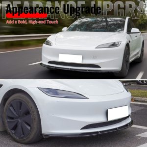 Fits 24-25 Tesla Model 3 Gloss Black PP Front Bumper Lip 3PCS - IKON V4 Style - Image 5