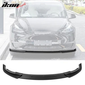 Fits 20-25 Tesla Model Y Matte Black Front Bumper Lip Spoiler IKON Style PP 3PCS - Image 6