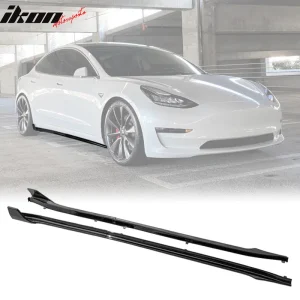 Fits 17-25 Tesla Model 3 Side Skirts Extension V Style Gloss Black Rocker Panel - Image 6
