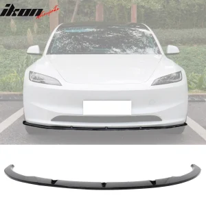 Fits 24-25 Tesla Model 3 Gloss Black PP Front Bumper Lip 3PCS - IKON V4 Style - Image 6