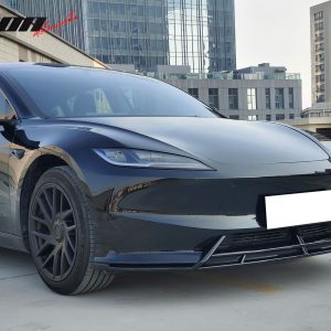 Fits 24-25 Tesla Model 3 IKON2 Style Front Bumper Lip Gloss Black PP 3PCS Set - Image 3