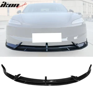 Fits 24-25 Tesla Model 3 IKON2 Style Front Bumper Lip Gloss Black PP 3PCS Set - Image 6