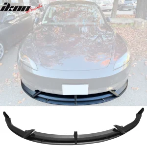 Fits 24-25 Tesla Model 3 IKON2 Style Front Bumper Lip Matte Black PP 3PCS Set - Image 6