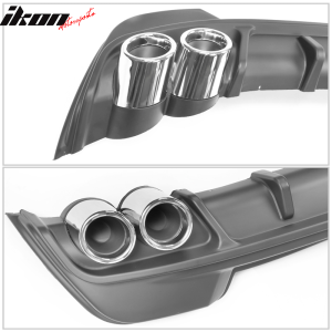 Fits 20-22 Toyota Corolla L LE/XLE Matte Black Rear Diffuser & Silver Tips - Image 5