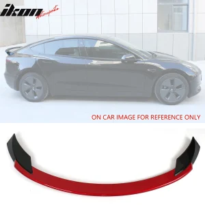 For 17-25 Tesla Model 3 Sport Style Trunk Spoiler Wing Lip Gloss Black & Red ABS - Image 6
