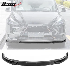 Fits 20-25 Tesla Model Y Gloss Black Front Bumper Lip Spoiler IKON Style PP 3PCS - Image 6