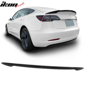 Fits 17-23 Tesla Model 3 IKON V Style Trunk Spoiler Painted #PBSB Eclipse Black - Image 6