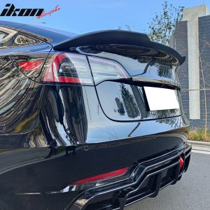 Fits 17-25 Tesla Model 3 Performance Rear Trunk Spoiler Wing Matte Black - ABS - Image 3