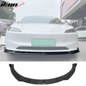 Fits 24-25 Tesla Model 3 3PCS IKON Style Front Bumper Lip Carbon Fiber Print PP - Image 6