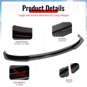 Fits 17-23 Tesla Model 3 IKON V4 Front Bumper Lip 3PC Carbon Fiber Print ABS - Image 4