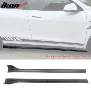 Fits 20-24 Tesla Model Y V3 Style Side Skirts Panel Matte Carbon Fiber Print ABS - Image 6