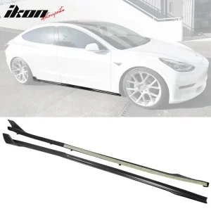 Fits 17-25 Tesla Model 3 V Style 6PCS Side Skirts Extension Panel PP Matte Black - Image 6