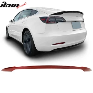Fits 17-23 Tesla Model 3 IKON V Style Rear Trunk Spoiler Wing Painted #PPMR Red - Image 6
