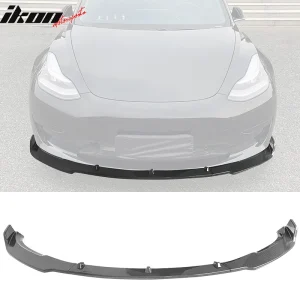 Fits 17-23 Tesla Model 3 IKON Style Carbon Fiber Print Front Bumper Lip PP 3PCS - Image 6