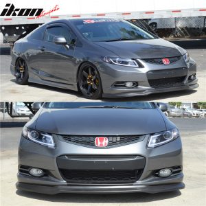 Fits 12-13 Honda Civic 2-Door Coupe Unpainted Black Front Bumper Lip Spoiler PU - Image 4