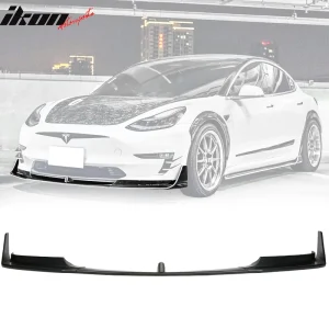 Fits 17-23 Tesla Model 3 V Style Matte Black Front Bumper Lip Spoiler Kit PP 5PC - Image 6