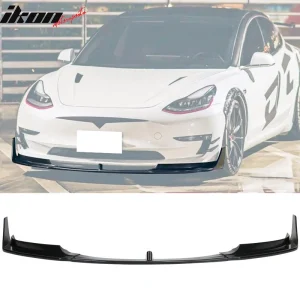Fits 17-23 Tesla Model 3 V Style Front Bumper Lip Spoiler Kit Unpainted PP 5PCS - Image 6