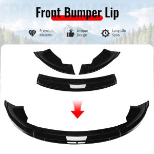 Fits 24-26 Tesla Model 3 IKON V4 Style Front Bumper Lip Spoiler Gloss Black 3PCS - Image 3