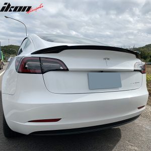 Fits 17-23 Tesla Model 3 IKON V Style Rear Trunk Spoiler Wing Lip ABS Unpainted - Image 3