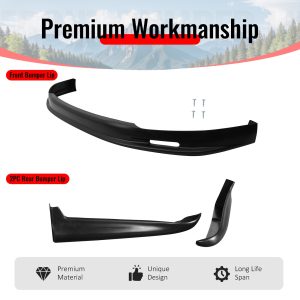 Fits 96-98 Honda Civic Mugen Style Front Bumper Lip PP + 2PCS Rear Bumper Aprons - Image 3