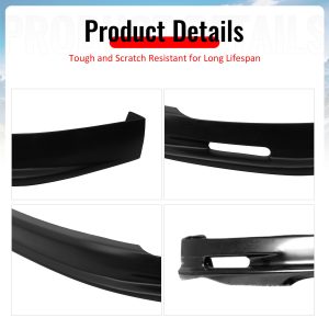 Fits 96-98 Honda Civic Mugen Style Front Bumper Lip PP + 2PCS Rear Bumper Aprons - Image 4