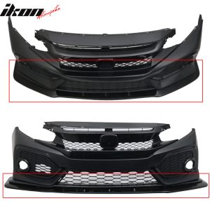 Fits 17-21 Honda Civic Sport Hatchback V3 Style 1PC Front Bumper Lip Spoiler PU - Image 3