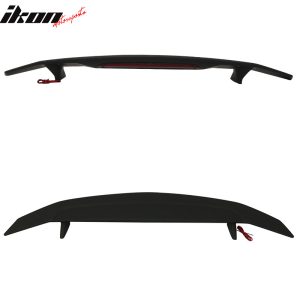 Fits 16-21 Civic Sedan 4Dr Trunk Spoiler Si Sport Wing & LED - Matte Black ABS - Image 3