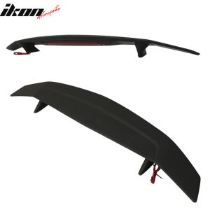 Fits 16-21 Civic Sedan 4Dr Trunk Spoiler Si Sport Wing & LED - Matte Black ABS - Image 4