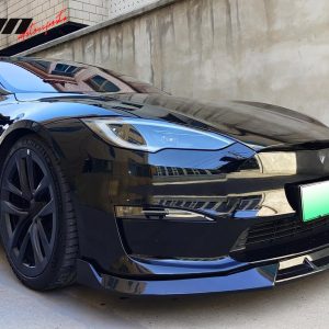 Fits 21-25 Tesla Model S IKON Style Gloss Black Front Bumper Lip Spoiler PP 3PCS - Image 3