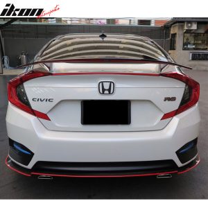 Fits 16-21 Honda Civic 4DR Sedan Rear Trunk Spoiler 2 Post Wing Lip Matte Black - Image 3
