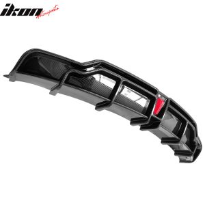 Fits 17-23 Tesla Model 3 IKON Style Carbon Fiber Print Rear Lip Diffuser W/ LED - Image 5