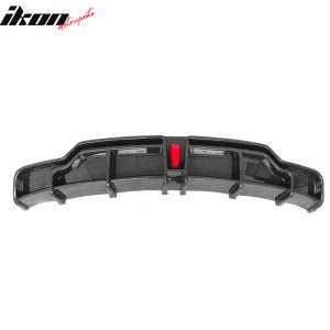 Fits 17-23 Tesla Model 3 IKON Style Carbon Fiber Print Rear Lip Diffuser W/ LED - Image 3