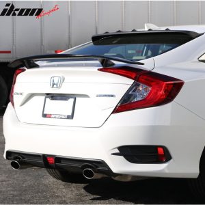 Fits 16-21 Honda Civic Sedan 4Dr Rear Roof Window Spoiler Wing Transparent Smoke - Image 3