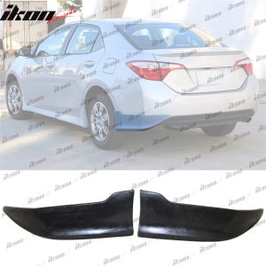 Fits 14-19 Toyota Corolla Rear Bumper Lip Corner Apron Unpainted Black PU - 2PCS - Image 1