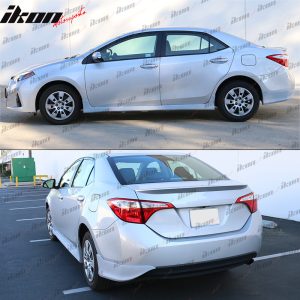 Fits 14-19 Toyota Corolla Rear Bumper Lip Corner Apron Unpainted Black PU - 2PCS - Image 2