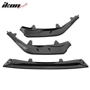 Fits 20-24 Toyota Corolla SE XSE IKON Style Gloss Black Front Bumper Lip PP 3PC - Image 5