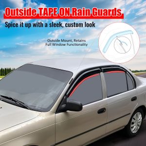 1993-1997 Toyota Corolla Acrylic Window Visors Vent Rain Sun Wind Guard - Image 4