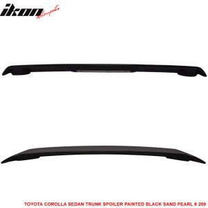 Fits 09-13 Toyota Corolla Rear Trunk Spoiler Wing W/LED Light Painted #209 Black - Image 4
