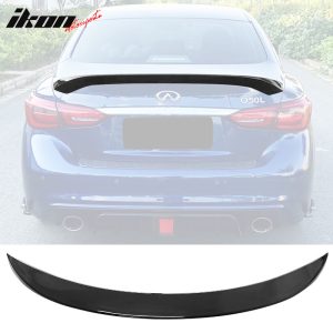 Fits 14-24 Infiniti Q50 AS Style Rear Trunk Spoiler Wing Lip Gloss Black ABS - Image 1