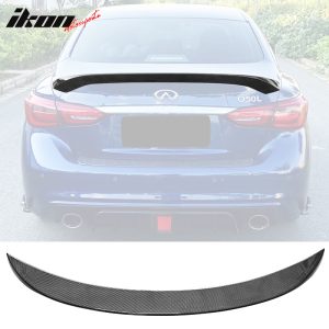 Fits 14-24 Infiniti Q50 AS Style Rear Trunk Spoiler Wing Carbon Fiber Print ABS - Image 1