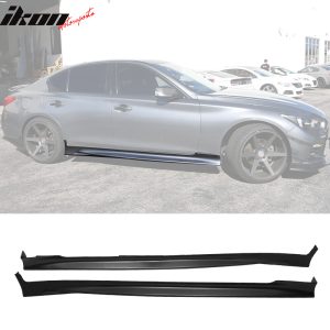 Fits 14-23 Infiniti Q50 Unpainted T Style Side Skirts Extension Rocker Panel ABS - Image 1